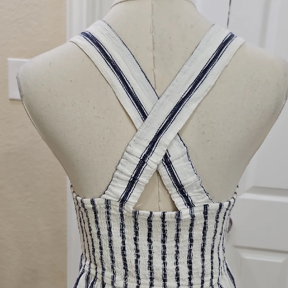 SO Juniors Sleeveless Crossback Striped Button Down Summer Dress Size Small - Picture 4 of 8